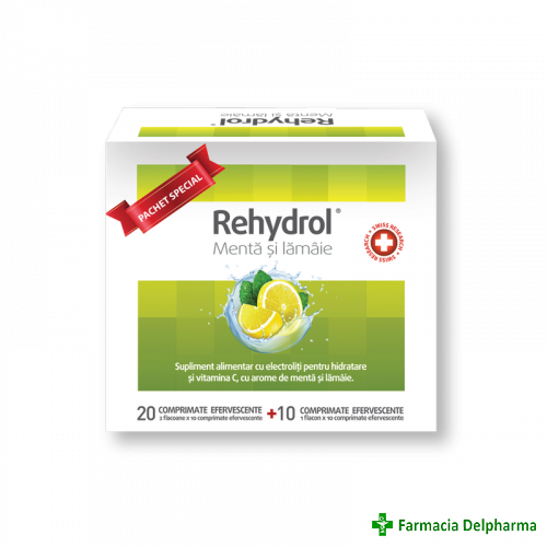 Rehydrol menta si lamaie x 20 compr. eff. + 10 compr. eff cadou