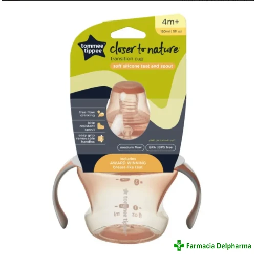 Cana de tranzitie Closer to Nature 4luni+ Portocaliu x 150 ml TT0403, Tommee Tippee