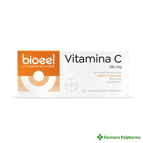 Vitamina C 100 mg cu aroma de portocale  x 20 compr. mast., Bioeel