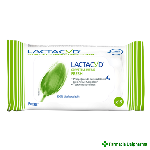 Servetele intime Lactacyd Fresh x 15 buc., Perrigo
