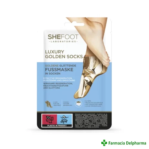 Masca pentru picioare cu aur SheFoot Luxury Golden x 1 buc., SheCosmetic