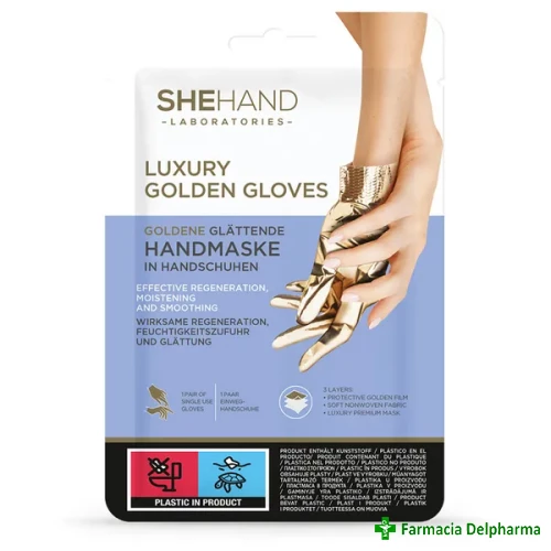 Masca pentru maini cu aur SheHand Luxury Golden x 1 buc., SheCosmetic