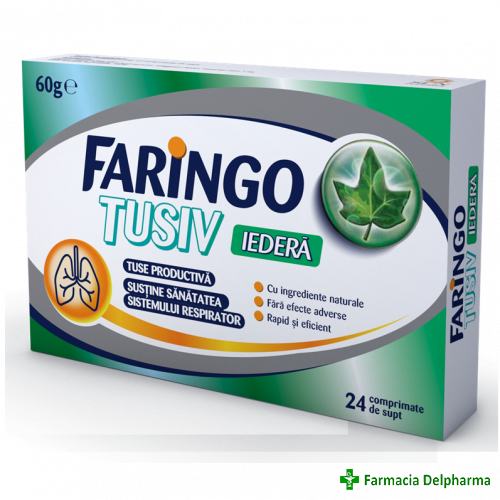 Faringo Tusiv cu iedera x 24 compr. supt, Terapia