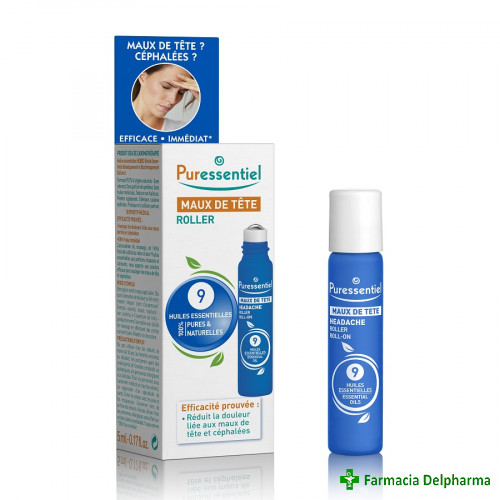 Roll-on pentru dureri de cap cu 9 uleiuri esentiale x 5 ml, Puressentiel