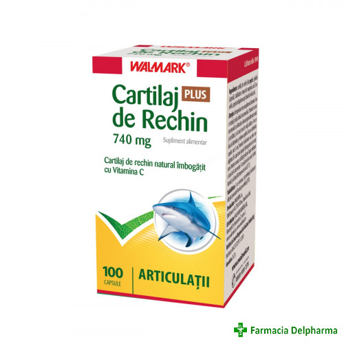 Cartilaj de Rechin Plus 740 mg x 100 caps., Walmark