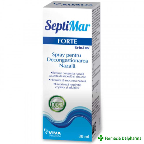 Spray nazal cu apa de mare hipertona SeptiMar Forte x 30 ml, Viva Pharma
