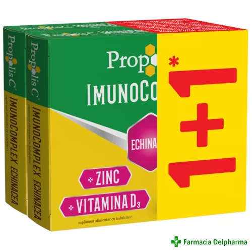 Propolis C Imunocomplex Echinacea x 20 compr. supt 1+1 pachet, Fiterman