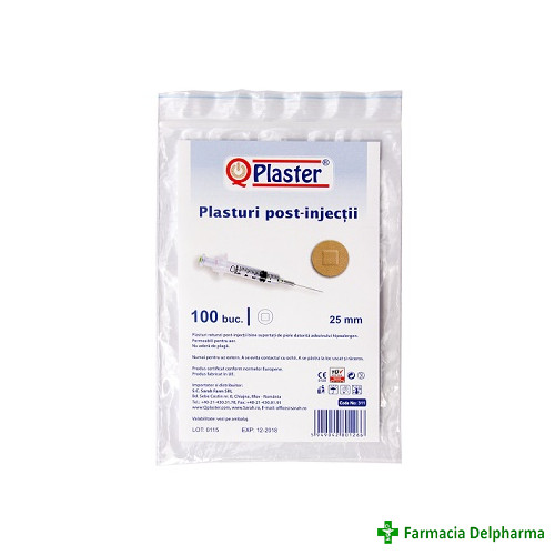 Plasturi post injectii x 100 buc., QPlaster