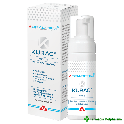 Kurac spuma pentru curatarea delicata a pielii, fara uscare x 100 ml, Braderm