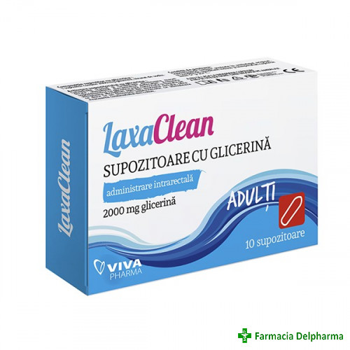 Supozitoare cu glicerina adulti LaxaClean x 10 buc., Viva Pharma