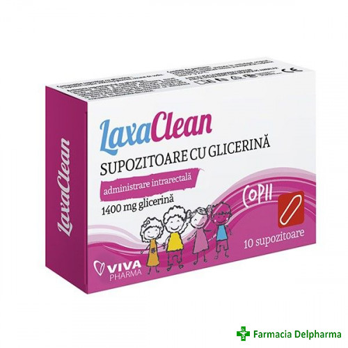 Supozitoare cu glicerina copii LaxaClean x 10 buc., Viva Pharma