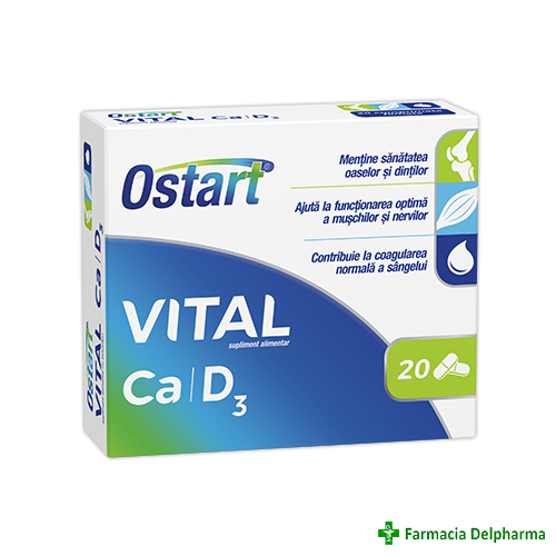 Ostart Vital Calciu 400 mg + Vitamina D3 x 20 compr., Fiterman