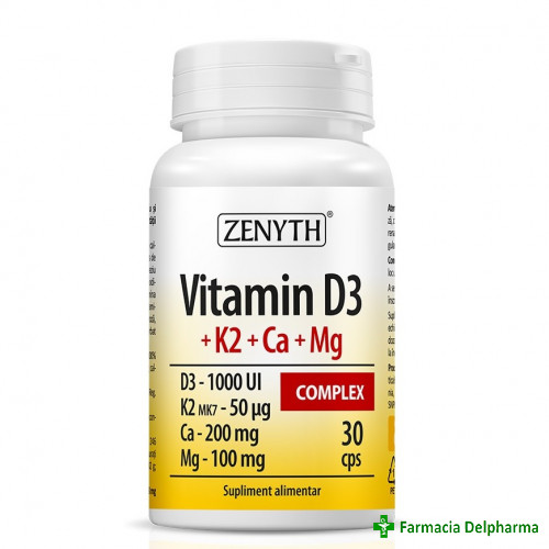 Vitamina D3 + K2 + Ca + Mg Complex x 30 caps., Zenyth