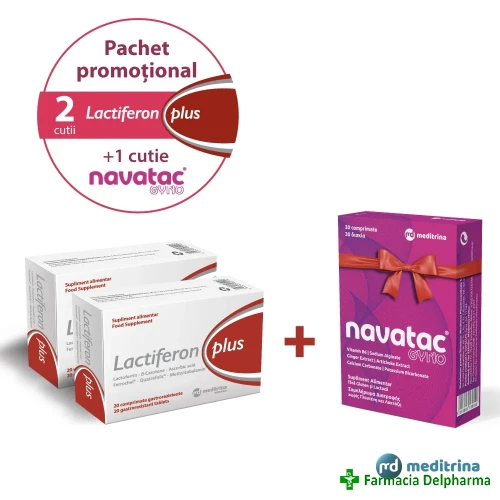 Lactiferon Plus 2 cutii x 20 compr. + Navatac Gyno x 30 compr. pachet promo, Meditrina