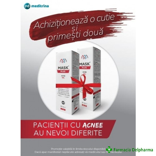 Mask Plus Acne gel pachet 2 x 30 ml, Meditrina