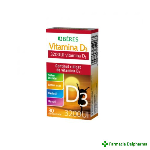 Vitamina D3 3200UI x 30 compr., Beres Pharmaceuticals