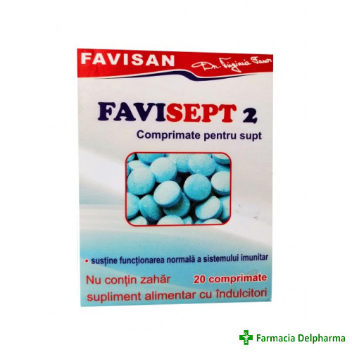 Favisept 2 comprimate supt x 20 buc., Favisan