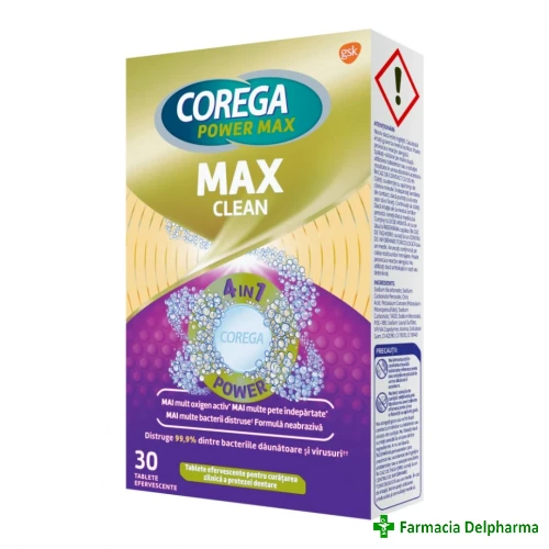 Tablete de curatare Corega Max Clean x 30 buc., GSK