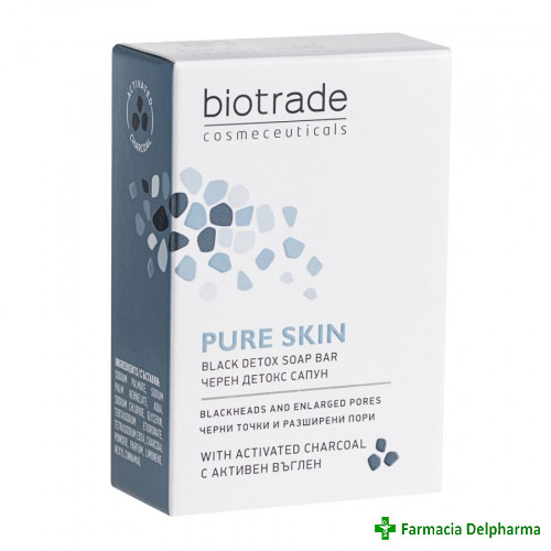 Sapun negru detoxifiant cu carbune activ Pure Skin x 100 g, Biotrade