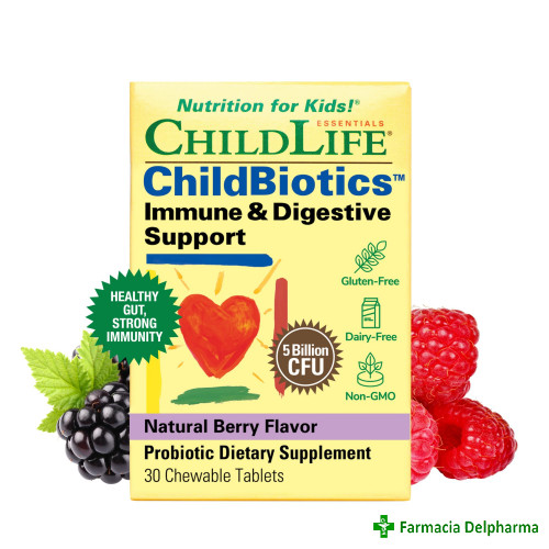 ChildBiotics Immune & Digestive Support ChildLife Essentials x 30 compr. mast., Secom