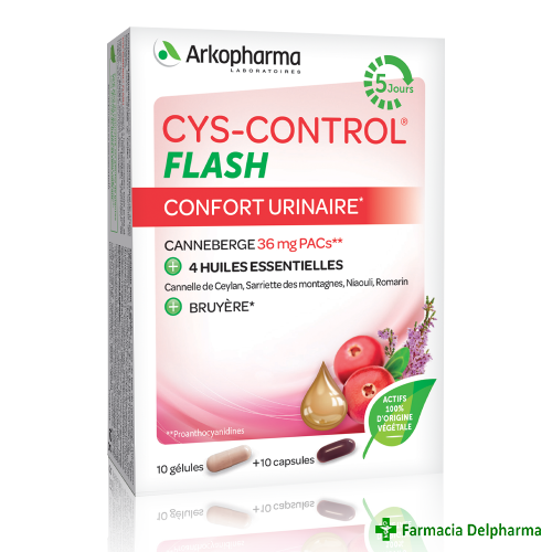 Cys-Control Flash x 10 caps.moi + 10 caps. veg., Arkopharma