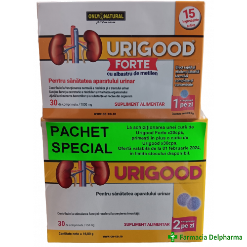 UriGood Forte x 30 compr. + UriGood x 30 compr. pachet special, Only Natural