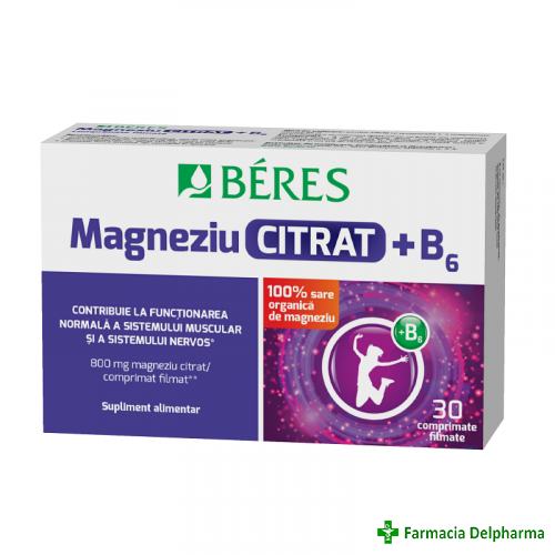 Magneziu Citrat + B6 x 30 compr., Beres Pharmaceuticals