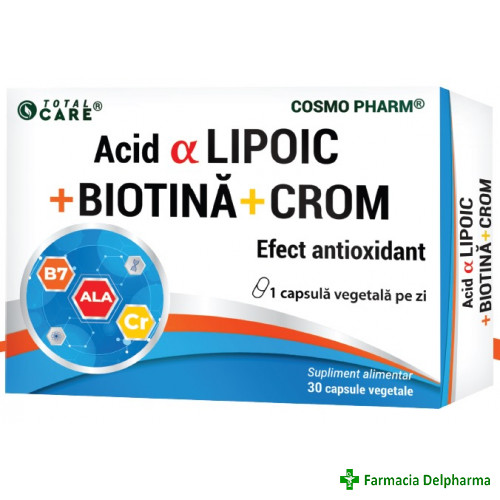Acid Alfa Lipoic + Biotina + Crom Total Care x 30 caps., Cosmopharm