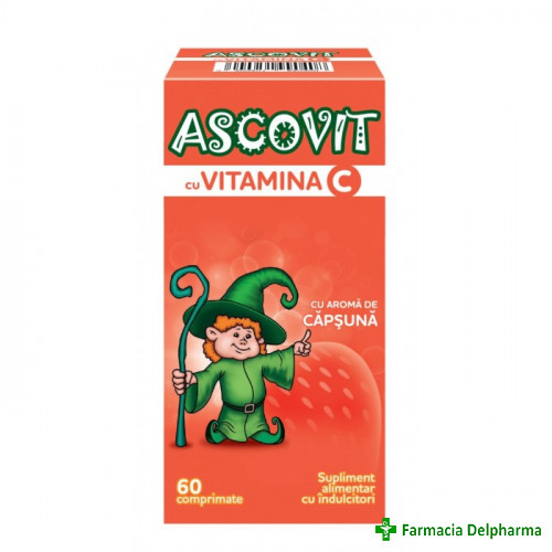 Ascovit cu Vitamina C Capsuni 100 mg x 60 compr., Perrigo