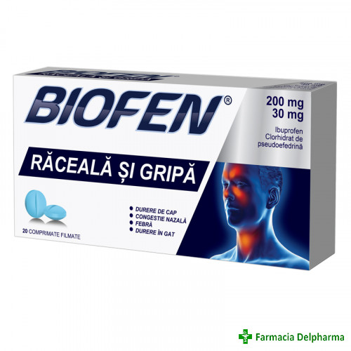Biofen Raceala si Gripa 200 mg/30 mg x 20 compr. film., Biofarm