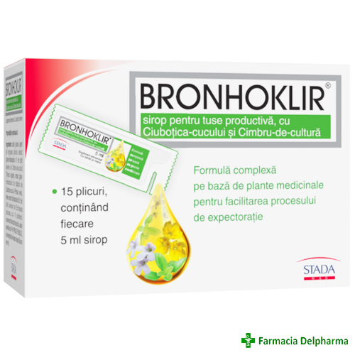 Bronhoklir sirop tuse productiva 15 plicuri x 5 ml, Stada