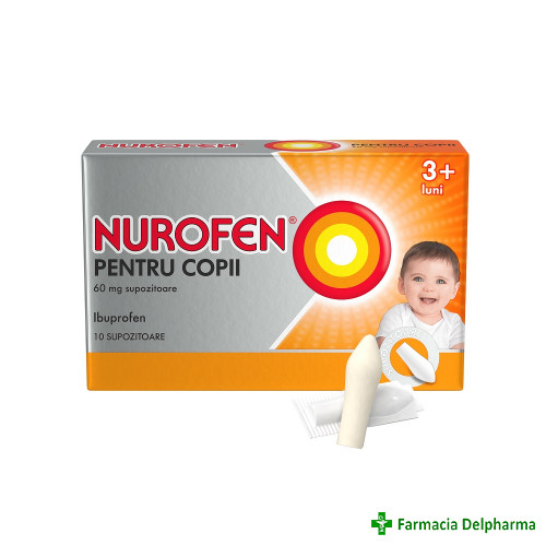 Nurofen pentru copii 3 luni+ 60 mg x 10 supoz., Reckitt