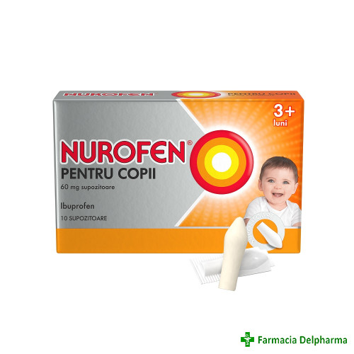 Nurofen pentru copii 3 luni+ 60 mg x 10 supoz., Reckitt