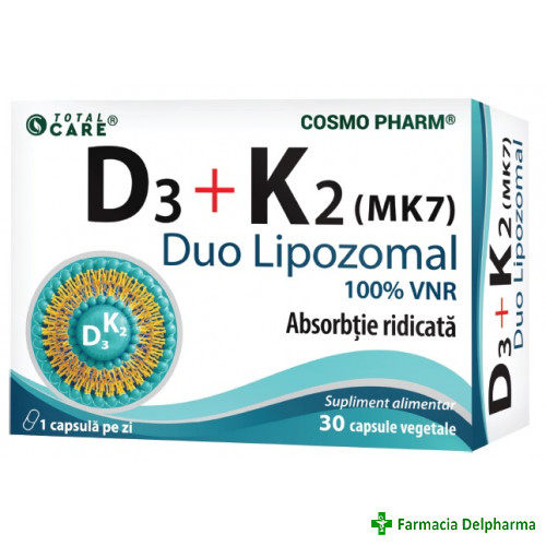 Vitamina D3 + K2 (MK7) Duo lipozomal x 30 caps., Cosmopharm