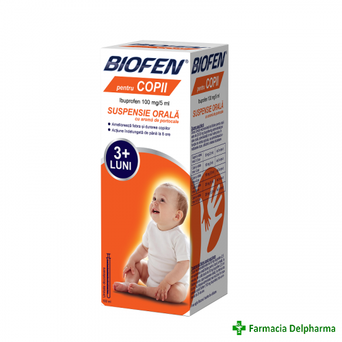 Biofen pentru copii 100 mg/5 ml suspensie orala x 100 ml, Biofarm