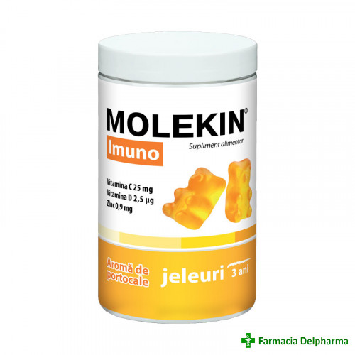 Molekin Imuno jeleuri 3 ani+ aroma de portocala x 60 buc., Zdrovit