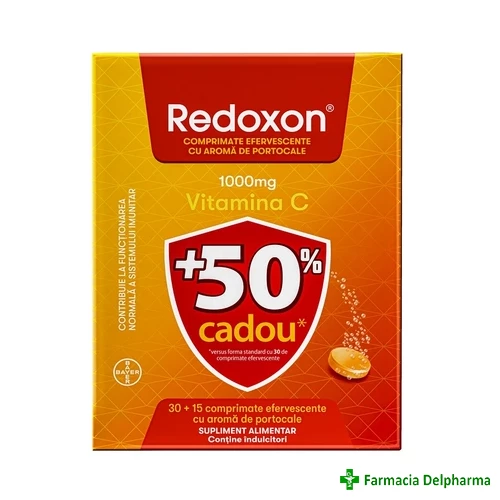 Redoxon Vitamina C 1000 mg portocala x (30 + 15) compr. eff., Bayer