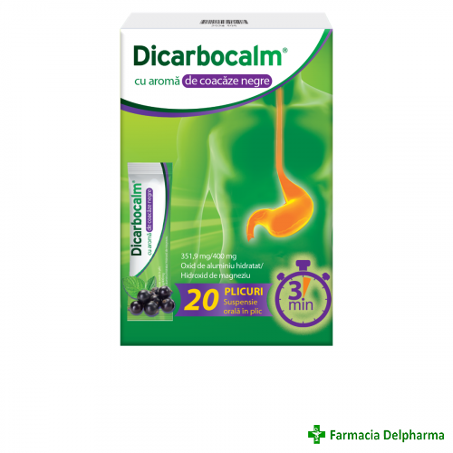 Dicarbocalm suspensie orala in plic cu aroma de coacaze negre 351,9 mg/400 mg x 20 plicuri, Sanofi