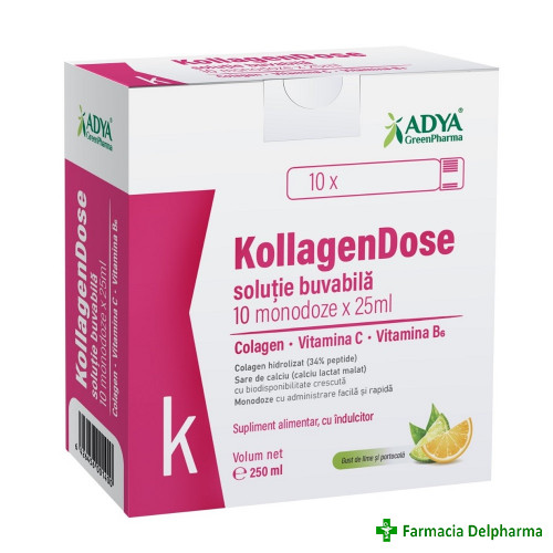 KollagenDose solutie buvabila 10 monodoze x 25 ml, Adya
