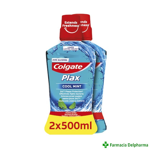 Apa de gura Colgate Plax Cool Mint x 500 ml 1+1 Gratis, Colgate