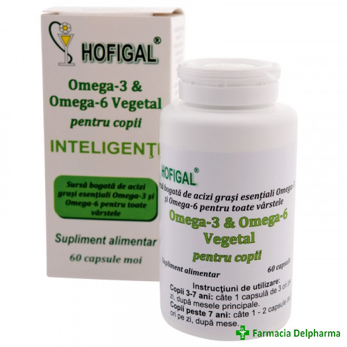 Omega 3 Omega 6 Vegetal pentru copii x 60 caps., Hofigal