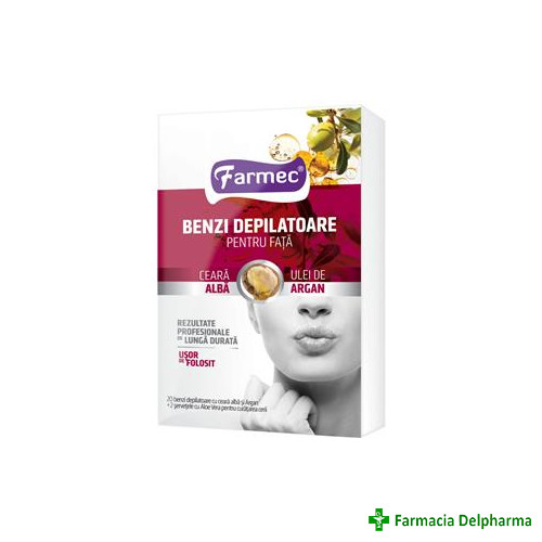 Benzi depilatoare fata argan 10 x 2 benzi 831, Farmec