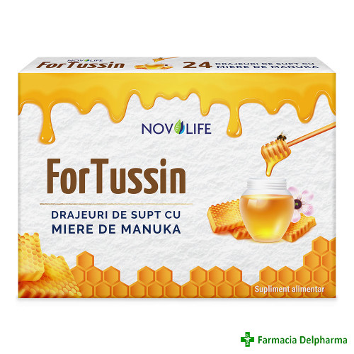 ForTussin cu miere de manuka x 24 drajeuri, Novolife
