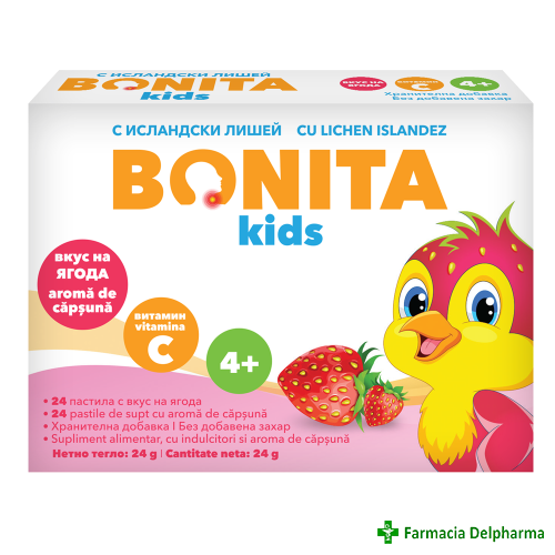 Bonita kids aroma capsuni x 24 pastile de supt