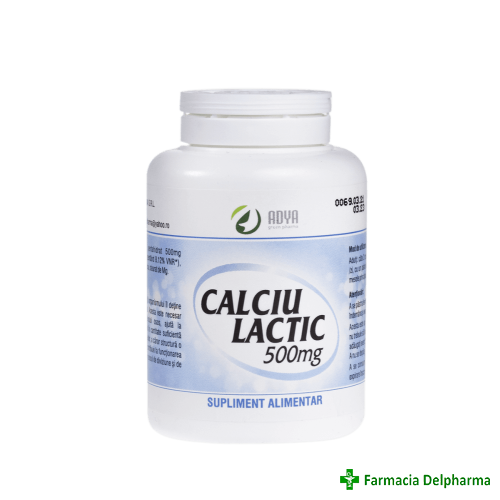 Calciu Lactic 500 mg x 50 compr., Adya