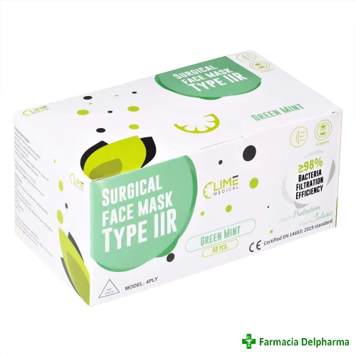 Masca chirurgicala 4 straturi tip iir green mint x 50 buc