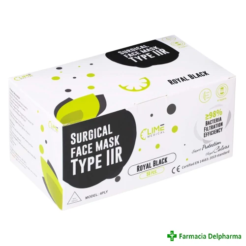 Masca chirurgicala 4 straturi tip IIR Royal Black x 50 buc., Lime Medical