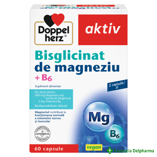 Doppelherz-aktiv bisglicinat de magneziu + b6 x 60 caps.