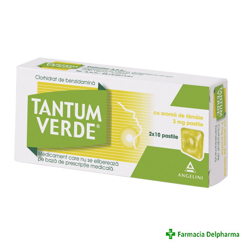 Tantum Verde cu aroma de lamaie 3 mg x 20 pastile, Angelini
