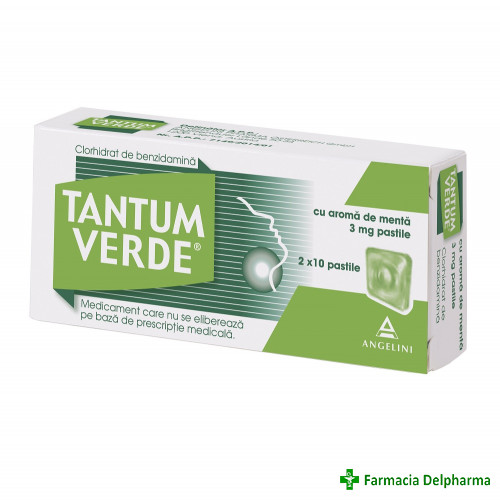 Tantum Verde cu aroma de menta 3 mg x 20 pastile, Angelini